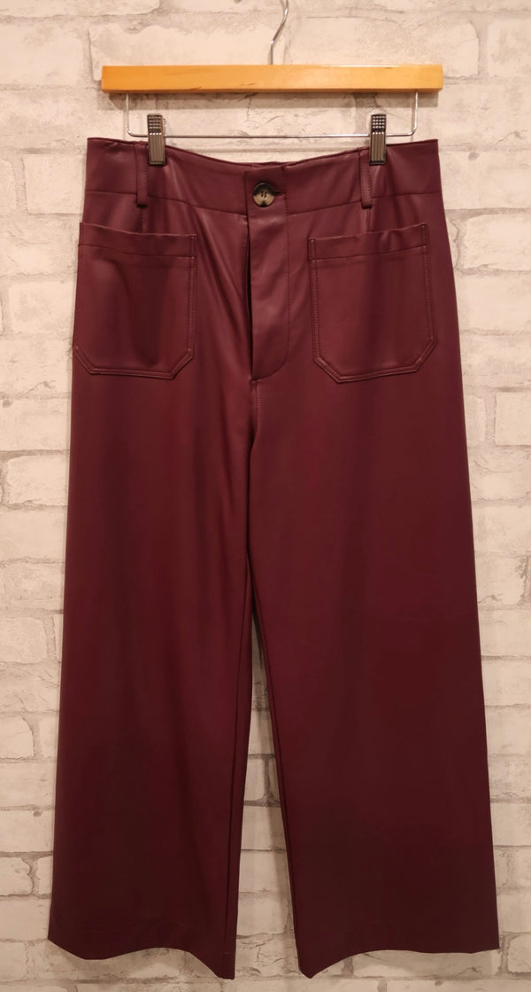 Anthropologie The Colette Faux Leather Crop Wide Leg Pants