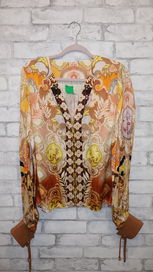 Alexis Paisley Print V-Neck Blouse