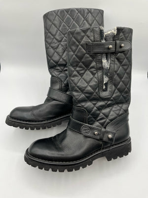 Chanel Quilted Moto Boots